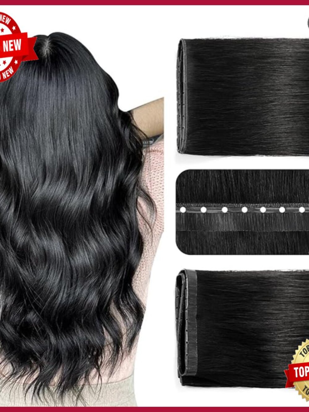 Human Hair Extensions 20in Straight Glueless Butterfly Weft Invisible